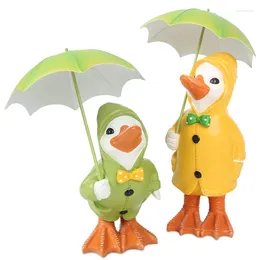 Regenschirme 2Pack Dilly und Dally Garden Ducks Set mit abnehmbaren Regenschirm -Ornamenten Outdoor Neuheit Stehkulptur