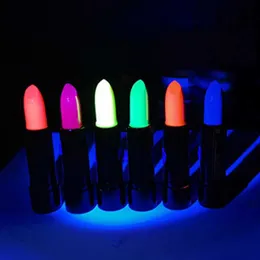 LED Toys Neon Batom brilhante UV Black Light Reação Fluorescente Lipstick Maquiagem Facial Maquia