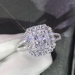 Anéis de casamento Classic Noiving Ring Set Design Square Design AAA White Cubic Zircon Feminino Banda Jóias CZ