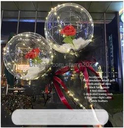 LED Bobo Balloon Flashing Light Circular Rose Flower Ball 투명 발렌타인 데이 선물