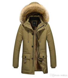 Novo Men039s Winter quente espessamento e jaqueta longa em jaqueta de algodão de lã Moda