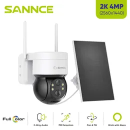 ワイヤレスカメラキットSANNCE 4MP 2KソーラーパワーCMMERASサポート双方向オーディオ2.4G WiFi Connect H.264+カメラIP65ダストおよび防水4mmレンズJ240518