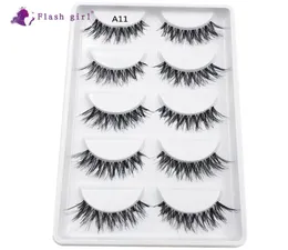 Factory Whole Cheap Transparent stem handmade eyelash 5 Pairs Synthetic Hair Premium Silk False Eyelash8434636