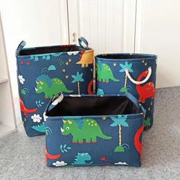 Boxes Storage# Dinosaur Storage Basket Foldable Laundry Basket Toy Clothes Storage Hamper Organizer Storage Box for Bathroom Bedroom Nursery Y2405205WBU