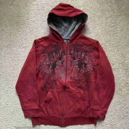 2024 American Vintage Y2K MMA ELITE ZIP UP HODIE SIZE SMALL SKULL WING GRAPHIC MENTER HIP HOP SLISTHERS SINGHEX 240127