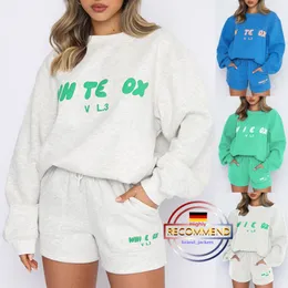 Luxus Hoodie Zwei 2 -teilige weiße Foc Designer mit Kapuzenhose Tracksuit Frauen Whitefox Casual Clothing Street Foxs Kurzarm Foxx Kleidung Erholung Hals Pullover