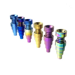 Colorful 6 IN 1 Domeless Titanium Nail With Male And Female Joint With Removable Bowl Colored Smoking Utensils And Cigarette Accessories Tools