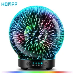 3D Glass Aroma diffuser oromatherapy altrasonic arial ext arial personal midifier modes firework 100ml 7 LED Lights Rach