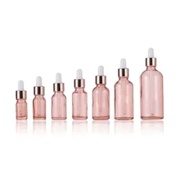 Verpackung von Flaschen Großhandel rosa Glas mit Roségold -Augentropper -Spender leer pro Verpackungsbehälter für ätherische Öle Drop Dh76H