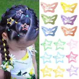 ヘアアクセサリーOaoleer 20pcs/set of Colorful Star Hair Clips forbaby girls metal butterfly Hair Clips Side Clips Childrens Headwear D240520