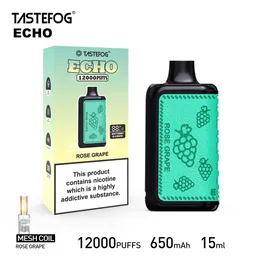 Neues Tastefog Echo 12000 Puffs Einweg wiederaufladbarer Vape mit Batterie und E-Liquid Digital Display