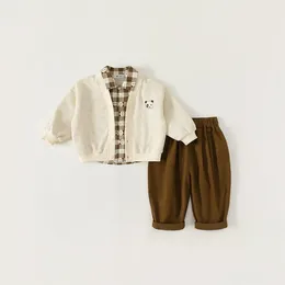 Bekleidungssets Baby Boys Kleidung Girl Frühling Herbst Panda Cardigan 3 PCs Anzug Tracksan für Kinder Junge