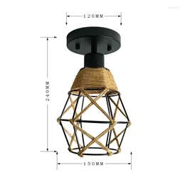 Luzes de teto Retro Iron Art Lamp Bamboo Arte obra de gaiola Restaurante Hallway Restaurante B Corda de quarto