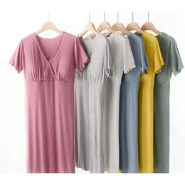 Maternity Pijama Maternidad Summer Postpartum Nursing Clothes Pregnant Women Dress Cotton Fashionable New Breastfeeding Dresses L2405