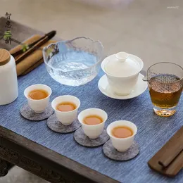 Tee -Sets Lanolin Jade Travel Tea Set Chinesische weiße tragbare Tasche Teaset Designer Vintage Keramikgeschäftsgeschenk für Freund