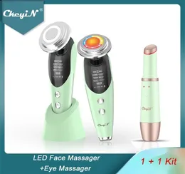 Ckeyin Green Face Beauty Machine 7in1 EMS LED LIGHT LIGHT Rimozione Rimozione della pelle Serratura VIBRAZIONE Riscaldata Massager Bacchetta 5 2202164046135