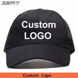Customisierte Lkw -Kappe mit Mesh auf der Rückseite 3D Stickerei druckte belüftete Sommerstil -Tennis Customized Baseball Cap 240517