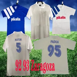 1992 1993 Zaragoza Retro Soccer Jersey Poyet Pardeza Nayim Higuera 1994 1995home White Mens Football Shirt Kort ärmar Vuxna uniformer