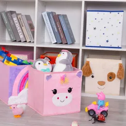 Caixas Armazenamento# Haojianxuan Cubo dobrável Caixa de armazenamento não tecida desenho animado Animal Toys Toys Organizador de peito e armário Y2405207117