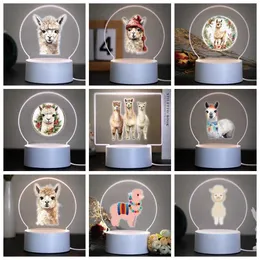 Lamps Shades Alpaca Creative Table Bedside Lamp 3D Led Night Light Gift For Kids Room Decor Decoration Children Hoom Gift Y240520ELK0
