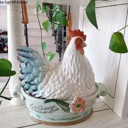 Ceramic Hen Storage Jar Organizer Box Candy Cookie Snack Jar Egg Organizer Box Home Decoration Ornament för att skicka till vänner 240507