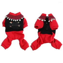 Dog Apparel Xmas Jumpsuit Cozy Winter Rompers Super Soft Puppy With Button Closure Windproof Warm For Christmas Pet