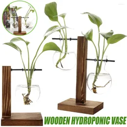 Vasen Pflanzen -Terrarium mit Holzständer Luft Pflanzer Glühbirnenhydroponischer Vase -Ausbreitung Station für Tischtop -Bürodekoration
