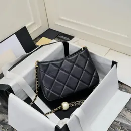 12A całkowicie nowa lustrzana jakość czarna torba projektantowa hobo torebka 18cm damska czarna kołdana torba jambskina