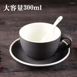 Kubki w stylu europejskim ceramiczne espresso cappuccino latte kawa i san malinowy set 300 ml