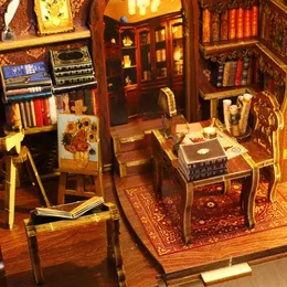 DIY BOK NOOK HOKHFF INSERT Byggnadssatser Dollhouse Miniature Bookstore Bookhelf 3D Träboken för vuxna barn gåvor