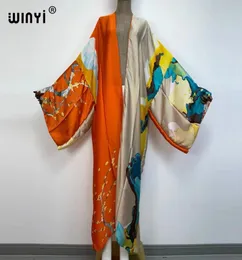 Kimonos Verano Women Sukienka Impressão de manga longa Cardigã Blusa feminina Cobertão casual de praia Boho Party Kaftan 2206181901011