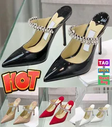 Women Choos Dress Shoes London High Heels Steletto Slides Slides Slide Wedding Party Office com Crystal Sandals Sandal Patent Leath4215608
