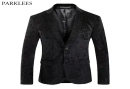 Men039s Suit Blazer Black Velvet Blazer Men Luxury Paisley Abito Business Causal Wedding Party Groom Smoking Homme4432066