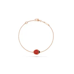 Bracelete de Ladybug de Ladybug Cadeia de ouro rosa, senhoras e meninas do dia dos namorados, jóias do dia das mães desbotam 2779