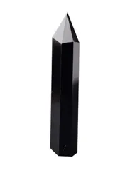 Obsydian filar Naturalny kryształowy wieżę sztuki Mineral Chakra lecznicze różnic Reiki Energy Stone Sixsid Black Quartz Magic Wand Point4299611