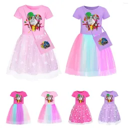 Sukienki dla dziewczynek gra goryl tag ubrania bez rękawów dziewczyny z małą torbą Kids Cartoon Christmas Wedding Party Princess Vestidos