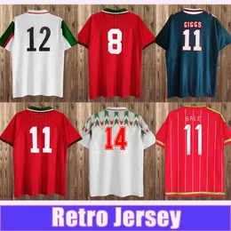 1990 1994ウェールズレトロメンズサッカージャージーギグスサンダースウィルソンスピードホームレッドアウェイホワイトグリーン3番目のサッカーシャツ半袖ユニフォームDMLL