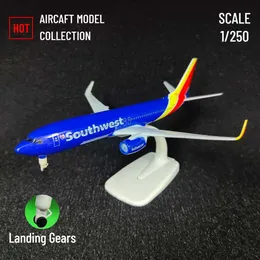 Flugzeugmodle Scale 1 250 Metall Aviation Replik Südwest B737 Flugzeugmodell Flugzeug Minute Weihnachtsgeschenk Kinder Zappelspielzeug für Jungen S24520