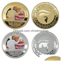 Artes e artesanato Os Estados Unidos da América Trump 2024 em relevo três -isionais comemorativos de moedas de ouro entrega de home garden artes dhcuk