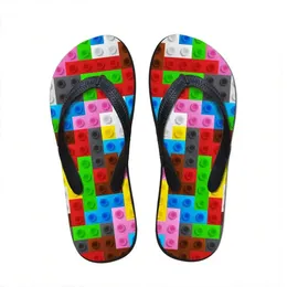 Kapcie domowe Flats Dostosowane pantofel Kobiety 3D Tetris Print Druku