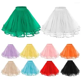 Saias Mesh Tulle Girl Salia elegante de três camadas para casamentos de cosplay Partidos da princesa da altura do joelho