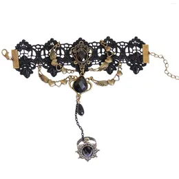 Link Bracelets One Piece Bracelet For Women Vintage Gem Pearl Lace Gothic Hand Jewelry Chain Party Ornament