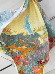 H Brand Scarf Lady 100% Nature Silk 90 Square Scarf Double-Sided Printing Twill Silk Scarves Ny Top Women Man Designer Scarf Long Handle Scarves Paris axel axel