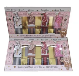 Weihnachtslip Gloss Kit Limited Edition Liquid Lipstick Make -up Set in 4pcs feuchtigkeitsspendenden schillernden schimmernden Lipgloss Longreworing Li6657283