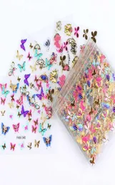30pcs Gold Silver 3D Nail Art Sticker Hollow Decals Mixed Designs Adhesive Flower Nail Tips Letter Butterfly paper6078755