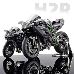 Diecast Model Cars 1 9スケールKawasaki H2R Metal Motorcycle Model Static OrnamentsシミュレーションSound Light Digast Car Childrens Toy Y240520ZCTC