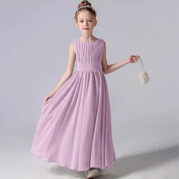 Sukienki dziewczynki Dideyttawl szyfon plisowany kwiat dziewczyna sukienka dla dzieci ślub przyjęcia urodzinowe sukienka młodzieżowa sukienka druhna D240520