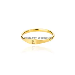 Anelli di banda Gold Tiny Letter iniziale per donne Fashi