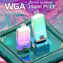 Orijinal WGA Crystal 15K Puff Pro Max Ekstra 15000 Puflar Tek kullanımlık Vape Kalem 2% 5% Vapes E Sigara 15K Puflar Çubuk Vapers Kristal 30 Flavors Dijital Ekran