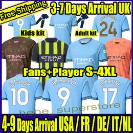 S-4XL 23 24 25 CiTIeS Man CHestERs Soccer Jersey Kid Kit HAALAND DE BRUYNE 2023 2024 Home Away 3rd Player Version Football Shirt Chinese New Year Special White